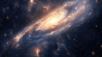 Fototapeta premium Abstract cosmic design with swirling galaxies and nebulae, capturing the dynamic and ever-changing nature of celestial flux.