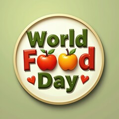 World Food Day celebration with vibrant fruits and colorful typography