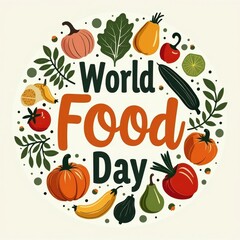 World Food Day celebration featuring colorful fruits and vegetables arranged artistically