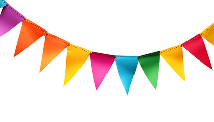 Colorful party bunting flags strung together