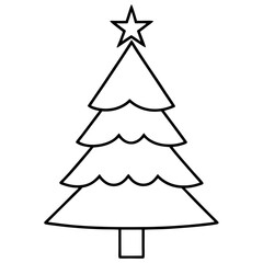  Christmas tree line art with white background 