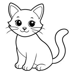 Obraz premium cat line art vector icon illustration with white background 