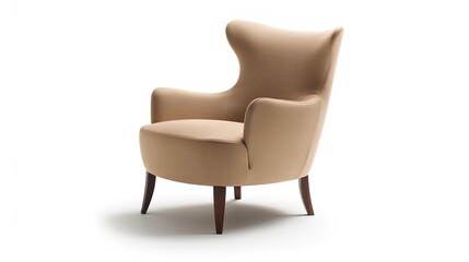 Fototapeta premium Delicate cream guest chair on a white background, isolated