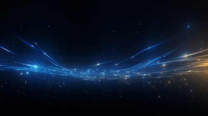 Abstract Blue Cosmic Background with Glowing Lines and Stars
