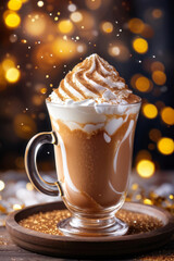 Indulge in Warmth: Rich, Creamy Hot Chocolate on a Dark Background. Cozy Winter Treat: Steaming Hot Cocoa. generative AI