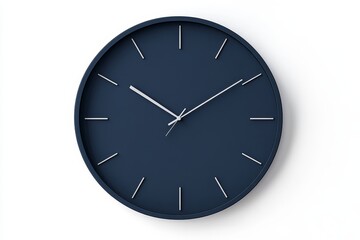 Modern Blue Wall Clock with Silver Hands - A minimalist blue wall clock with silver hands on a white background. It symbolizes time, productivity, efficiency, organization, and simplicity.
