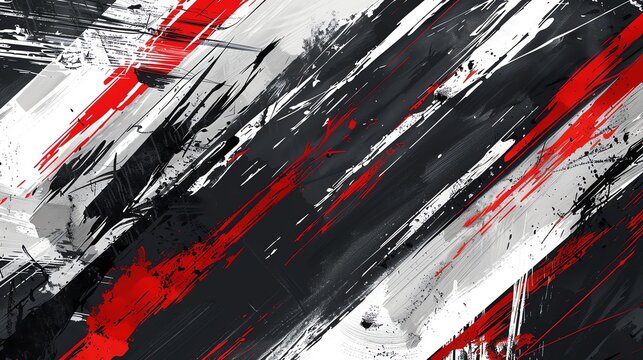 Abstract red and black paint strokes on a white background, dynamic and expressive design.