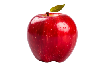 A juicy red apple isolated on clear white and transparent background
