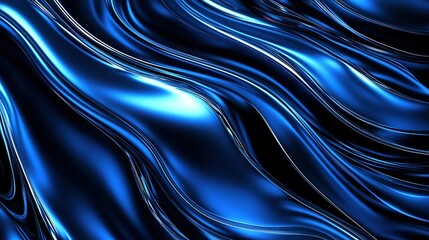 Abstract blue fabric waves reflecting light in smooth, flowing patterns