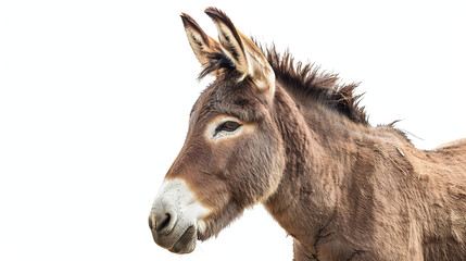 A brown donkey with a white patch on its face.