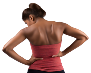 PNG Back pain adult woman white background.