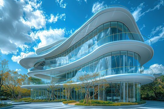 A tall building with a lot of windows and a glass facade