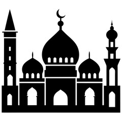  Mosque silhouette white background