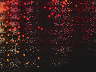 Abstract Red and Orange Polka Dot Pattern on Black Background