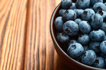 Blueberry photography in a bowl on rustic background