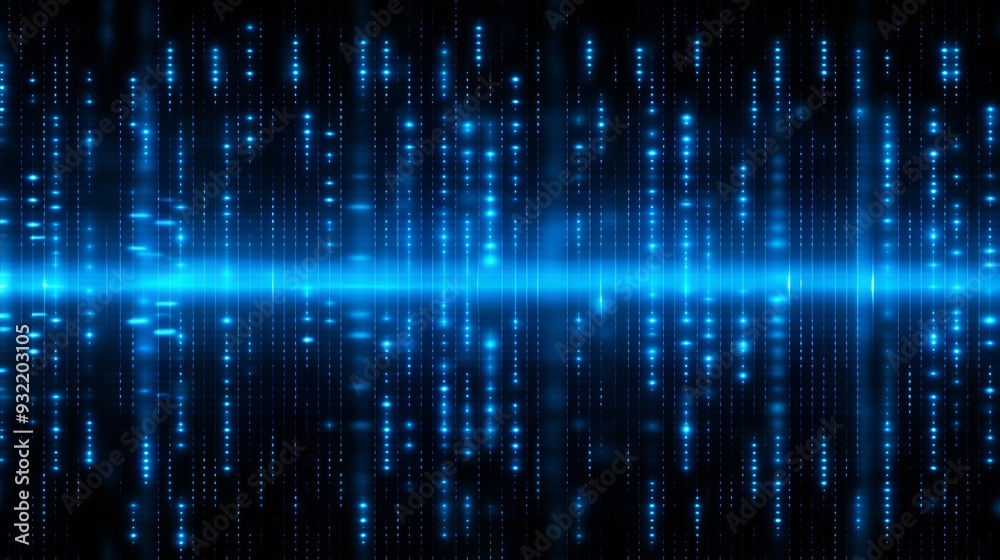 Poster abstract blue digital background with glowing lines and dots