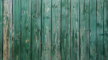 Obraz premium Weathered green wooden panel with vertical stripes and room for text