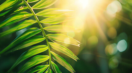 Obraz premium A palm leaf with a bright light source behind it.