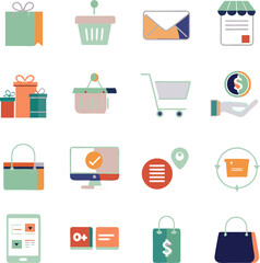 Flat shopping cart icon Logo buy Sale symbol
