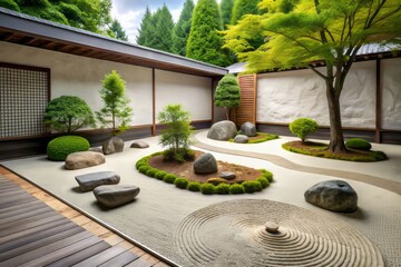 A serene oasis crafted with clean lines, neutral hues, and organic touches, embodying the principles of simplicity and tranquility in a peaceful retreat.