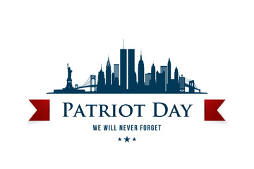 New York skyline with Patriot Day ribbon and remembrance text