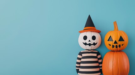 Kids in monster costumes, designing eerie pumpkin faces, 3D illustration