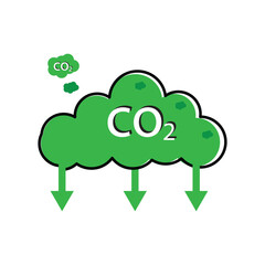 co2, carbon dioxide emissions icon on white background. co2 emissions. Carbon dioxide reduction. Vector illustration vector illustration.
