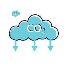 co2, carbon dioxide emissions icon on white background. co2 emissions. Carbon dioxide reduction. Vector illustration vector illustration.
