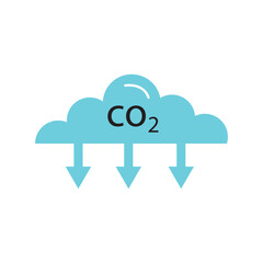 co2, carbon dioxide emissions icon on white background. CO2 emissions, carbon dioxide reduction, low, reduce, icon vector illustration