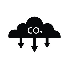 co2, carbon dioxide emissions icon on white background. CO2 emissions, carbon dioxide reduction, low, reduce, icon vector illustration