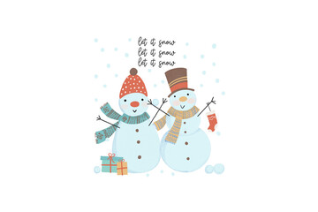 Let it snow, Hand Drawn Winter Sublimation