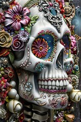 Fototapeta premium Day of the Dead sugar skull calavera modern 2024 style