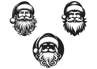 vector silhouette santa face, clip art vector silhouette santa face, set of black santa face vector silhouette, santa face logo design vector silhouette, father christmas santa face vector silhouette