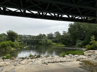 bridge over river in the forest