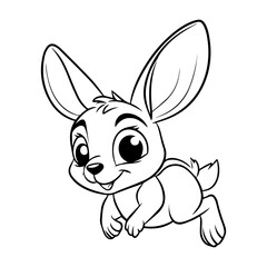 Kangaroo Coloring Page, Cute baby kangaroos cartoon character coloring page vector illustration. Simple cartoon style.