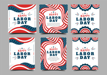 Happy Labor Day square banner template with different size collection. Usable for banner, social media post, cover, flyer.