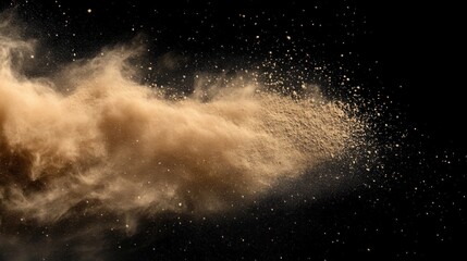 Obraz premium A captivating digital artwork depicting a powerful sand explosion against a dark, moody background