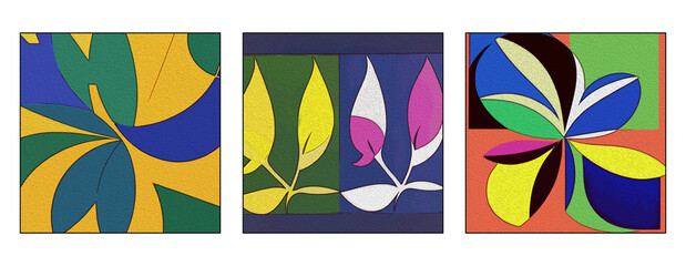 Obraz premium Collection of abstract patterns to print for wall decorations. Artistic brush strokes.