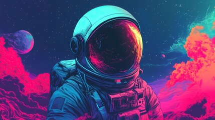 Psychedelic Retro Wave Astronaut