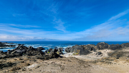 SEA LANDSCAPE. VIEW OF THE PACIFIC OCEAN COAST. COAST OF CHILE.