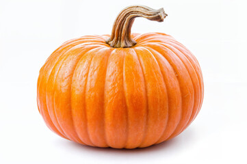 Fresh organic orange pumpkin isolated on white background
