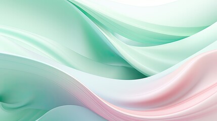 An abstract representation of swirling ribbons in pastel pink and mint green shades. 