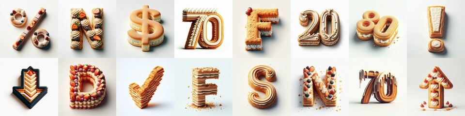 Napoleon cake Lettering Typeface. AI generated illustration