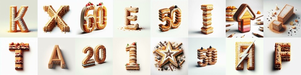 Napoleon cake Lettering Typeface. AI generated illustration