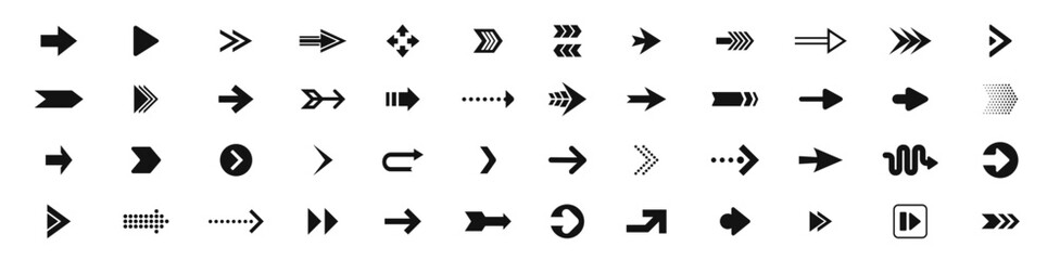  Arrow icon vector collection. Collection different Arrows on flat style for web design or interface. Direction symbols