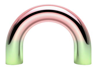 Arch  icon png holographic fluid chrome shape, transparent background