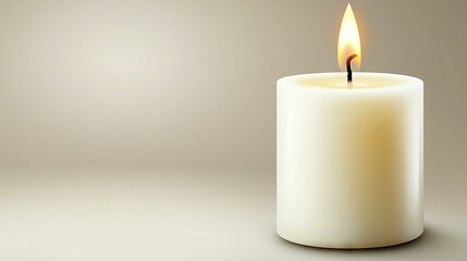   A white candle sits atop a white surface, with a lit candle nestled within its center Light emanates from the top of the outer candle and cascades downwards towards the