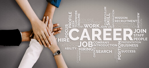 Human Resources Recruitment and People Networking Concept. Modern graphic interface showing...