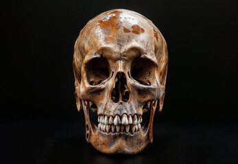 Obraz premium Closeup of a detailed skull on a dark background