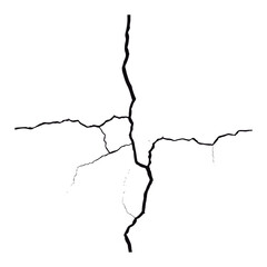 Split lines in the concrete, fissured ground, or cracks in the wall. Pattern of vector cracks on a wall backdrop 
